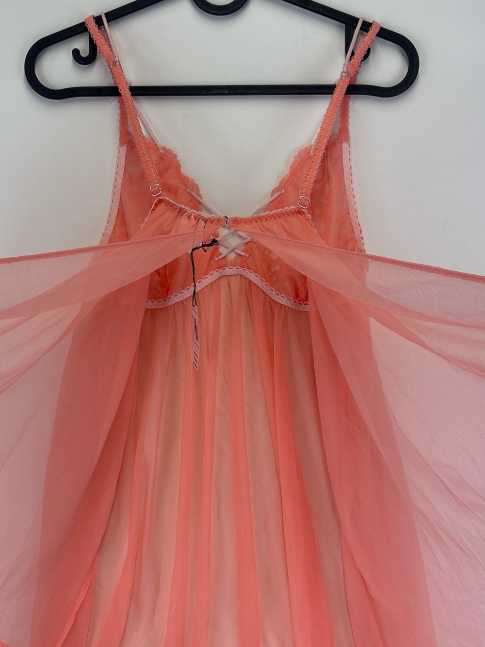 NWT Victorias Secret orange coral lace babydoll slip dress with matching panties - Picture 3 of 8